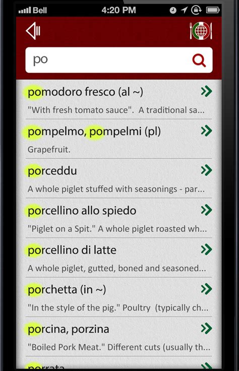 prediction translation in Italian .